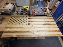 Load image into Gallery viewer, Wooden Thin Red Line Flag